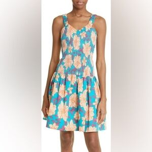 Autumn Adeigbo Blue and Orange Floral Mini Dress